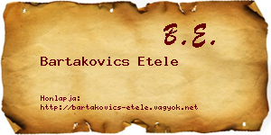 Bartakovics Etele névjegykártya